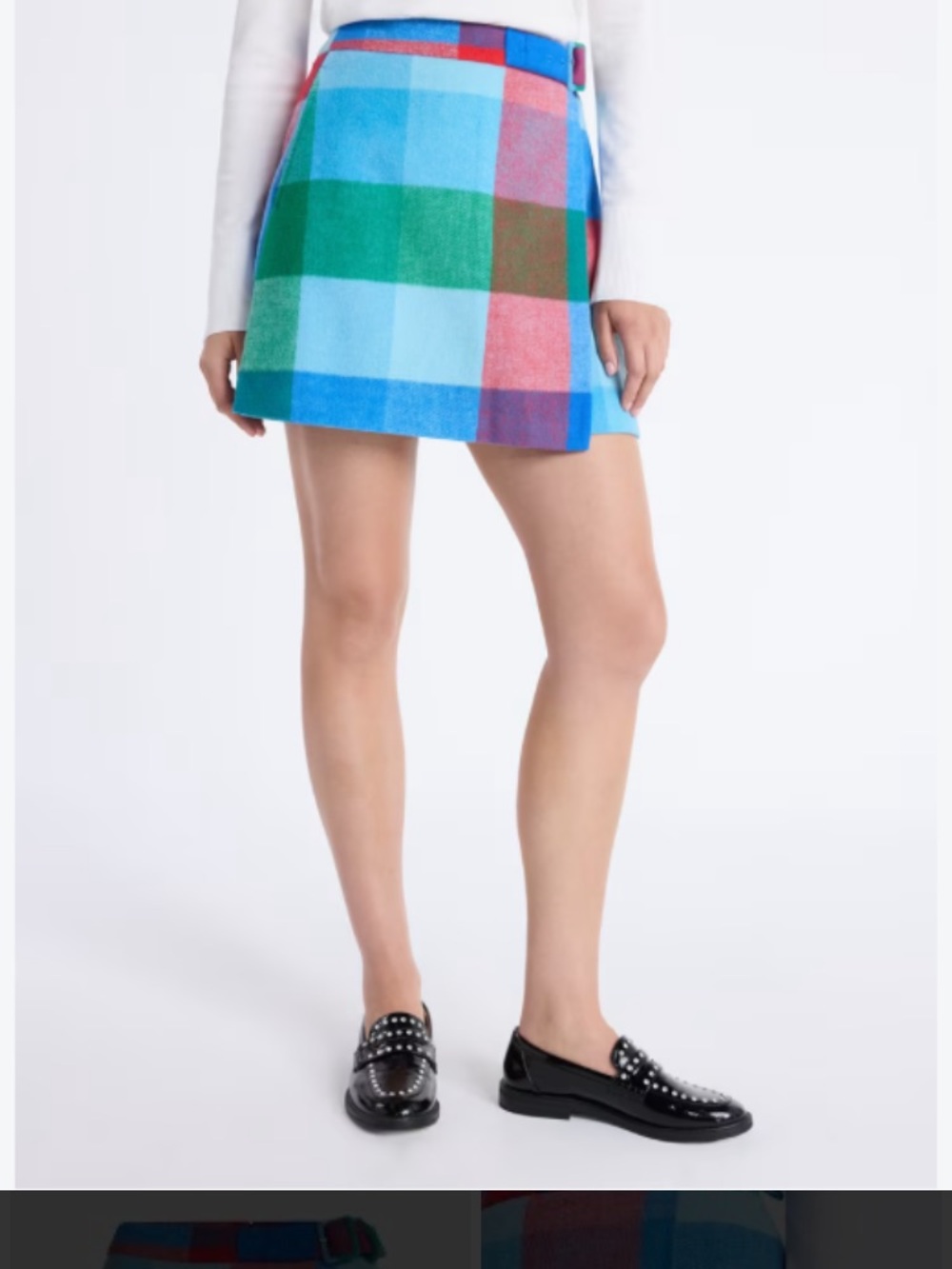 Plaid Mini Skirt in Green, Blue & Pink